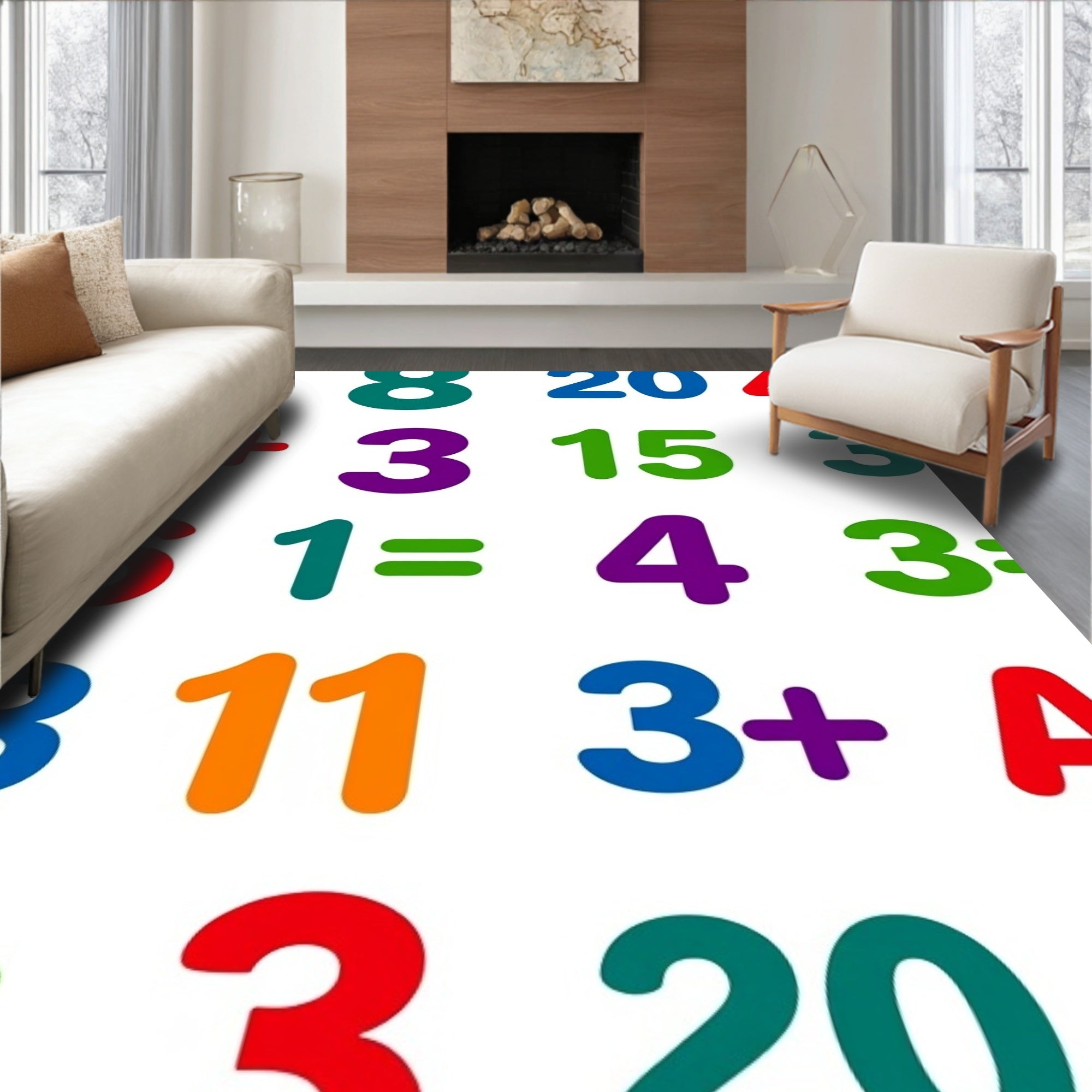 Colorful Alphabet Numbers and Math Symbols Rug