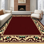 Crimson Tan Vine Floral Border Rug