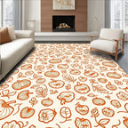 Autumn Pumpkin Leaf Scatter Cream Rug