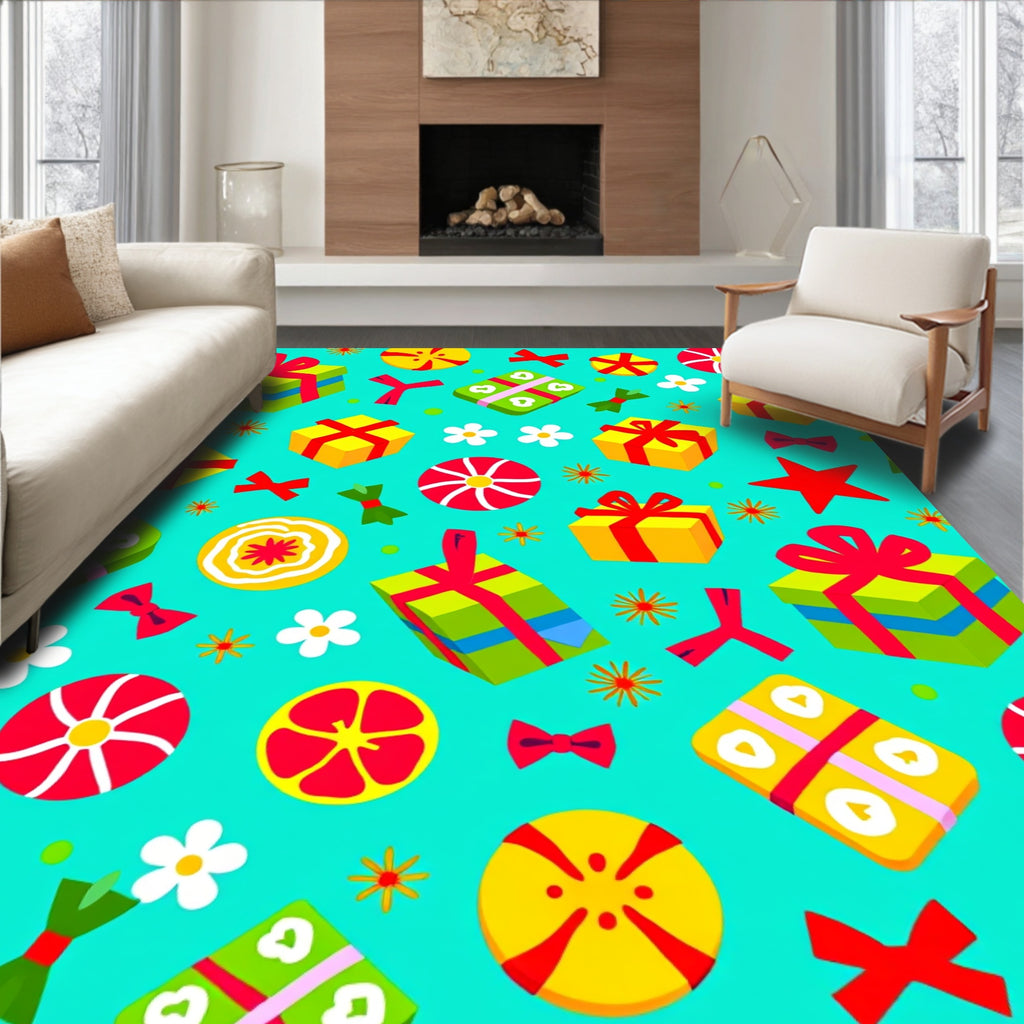 Joyful Gift Boxes Flower Star Medley Rug