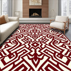 Crimson Geometric Labyrinth Rug