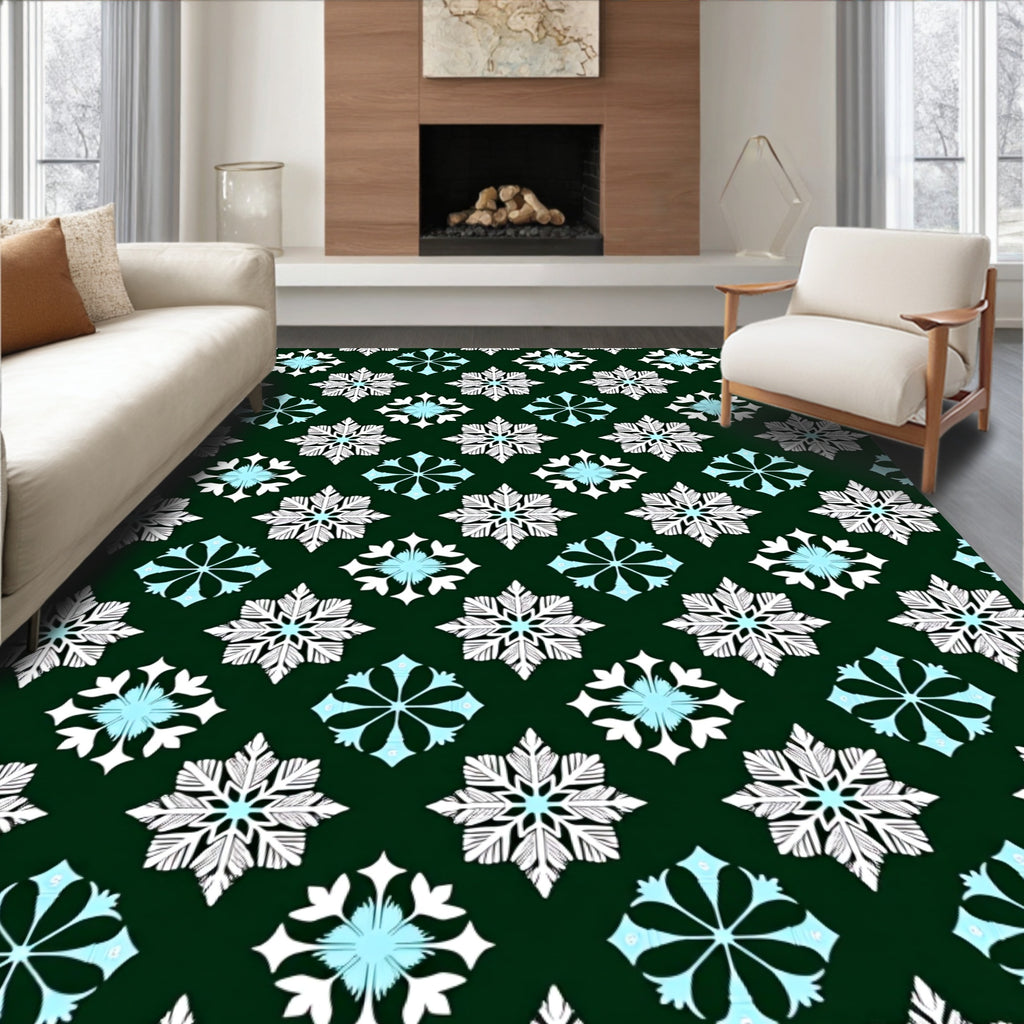 Dark Green Snowflake Medallion Rug