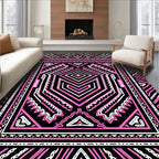 Bold Pink Geometric Tribal Medallion Rug