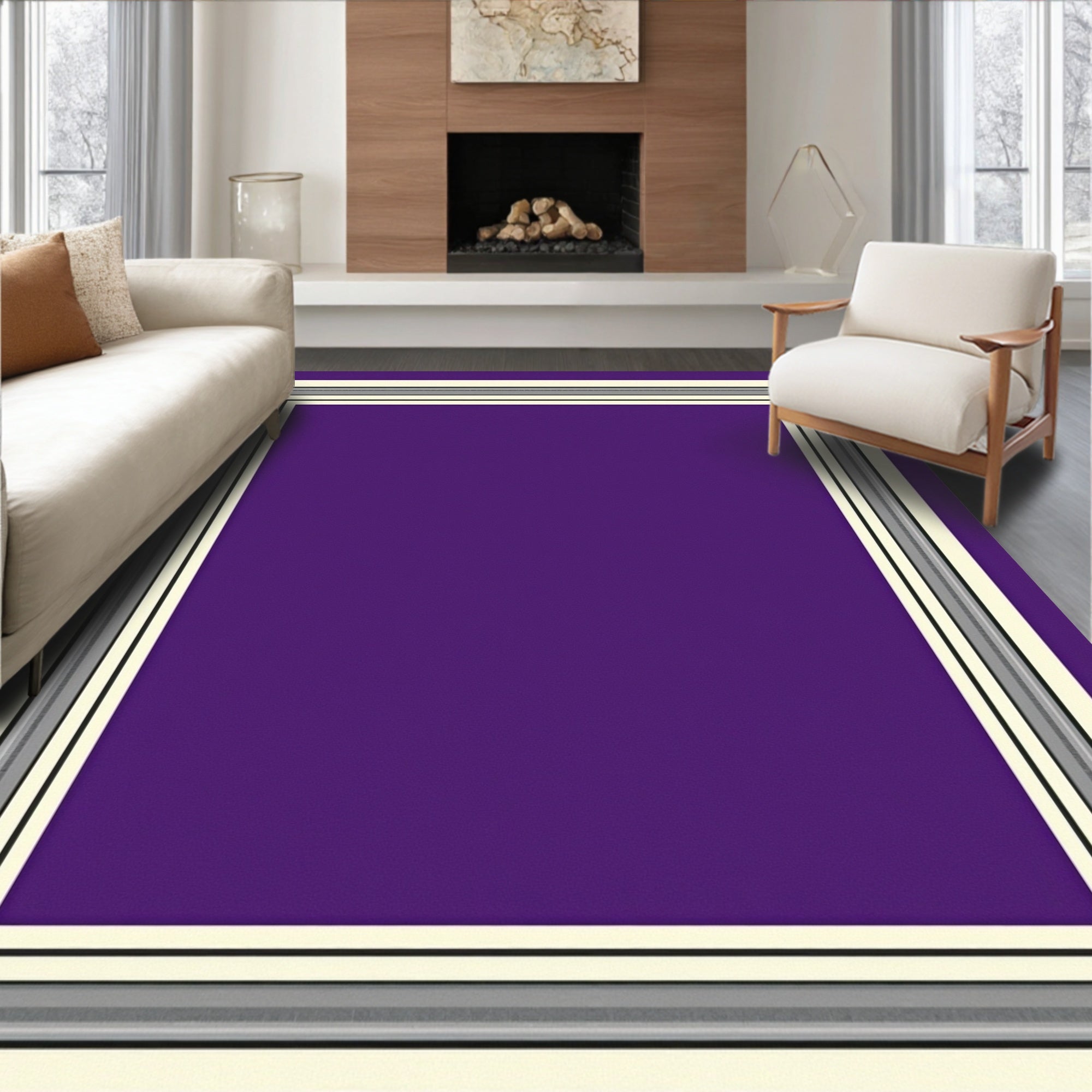 Regal Amethyst Bold Border Rug