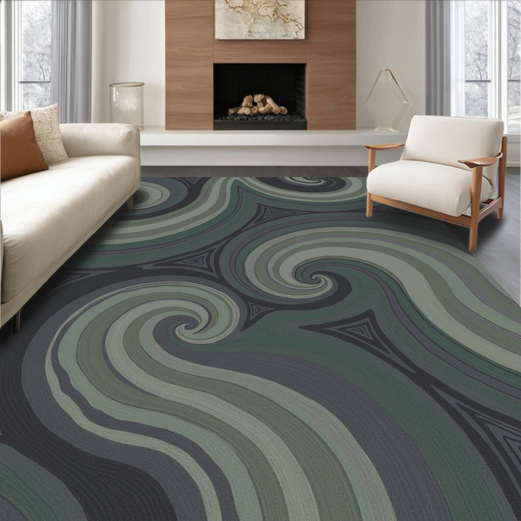 Earthen Swirl Triangles Abstract Rug