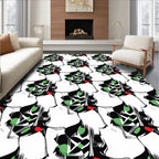 Abstract Black White Green Red Irregular Shapes Rug