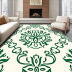 Forest Green Floral Swirl Medallion Rug