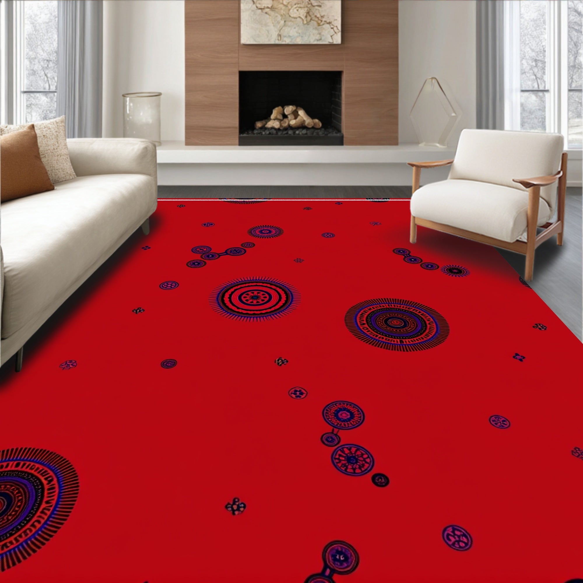Crimson Mandala Medallion Collection Rug