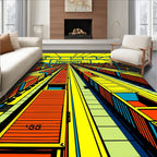 Bold Yellow Rail Yard Cargo Rug
