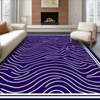Deep Blue White Swirling Line Rug