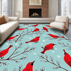 Red Cardinals With Snowflakes On Branches Rug