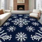 Winter Blue Snowflake Medallion Rug
