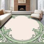 Soft Green Floral Art Nouveau Frame Rug