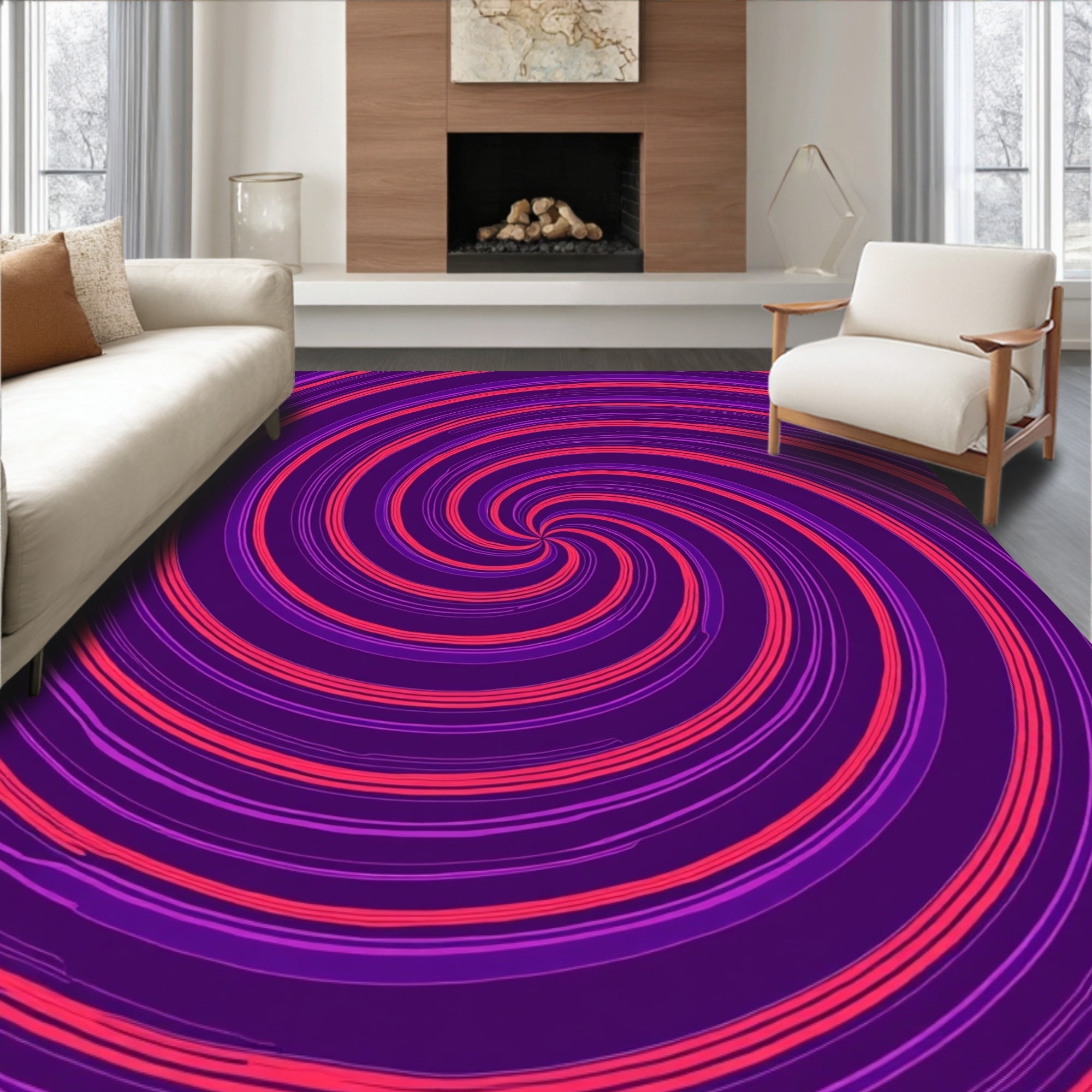 Vibrant Swirl Purple Pink Rug