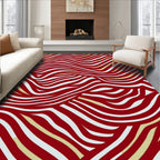 Crimson White Gold Curving Lines Rug