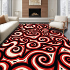Bold Red Swirls Abstract Art Rug