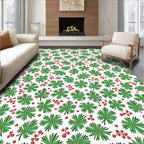 Green Leaf Red Berry Cluster Tile Rug
