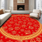 Golden Floral Medallion Red Rug