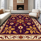 Rich Plum Floral Medallion Motif Rug