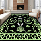 Neon Green Snowflake Border Rug