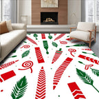 Red Green Arrow Leaf Swirl Rug