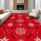 Red White Snowflake Reindeer Garland Rug