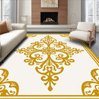 Golden Floral Medallion Corners Rug