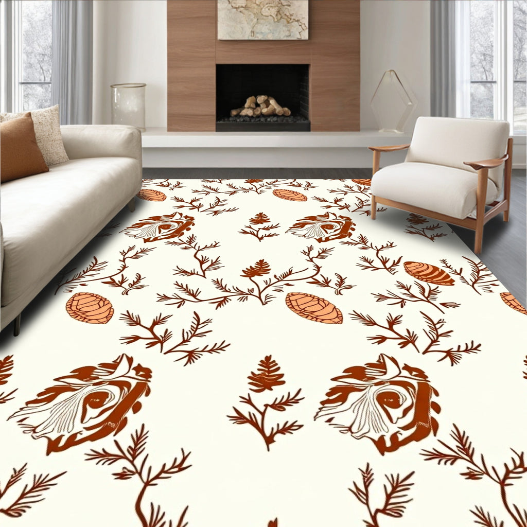 Rustic Terracotta Botanical Seed Pods Rug