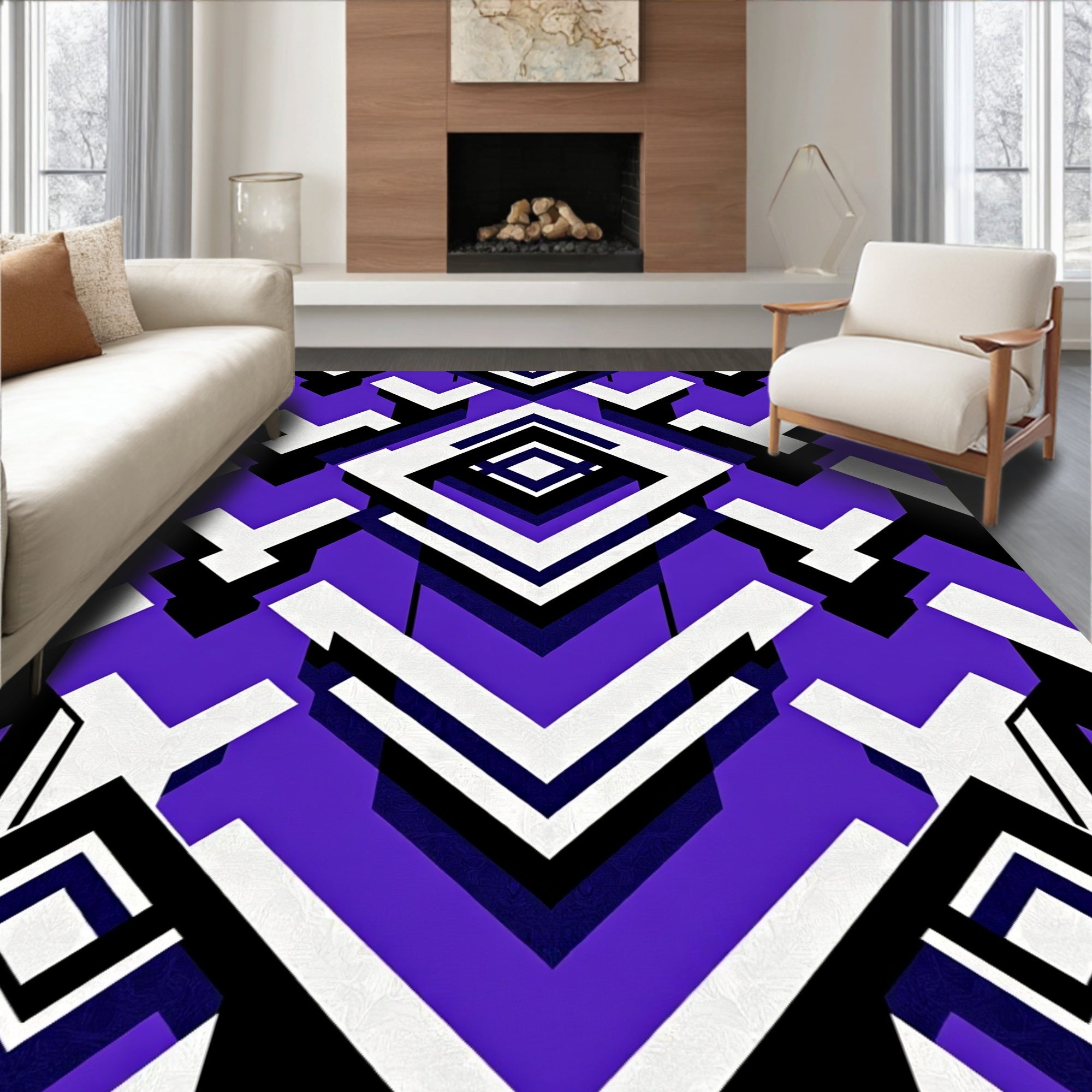 Bold Geometric Diamond Rhombus Rug