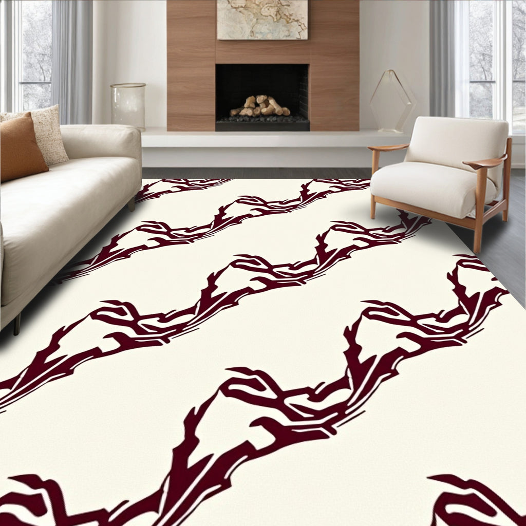 Crimson Jagged Organic Flow Rug