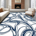 Deep Blue Swirl Fluidic Organic Rug