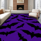 Dark Flying Bats Purple Background Rug