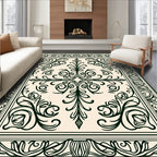Cream Green Classic Floral Medallion Rug