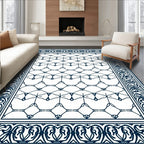 Navy Blue Ornate Geometric Harmony Rug