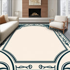 Dark Teal Floral Archway Frame Rug