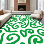 Bright Green Swirl Calligraphy Whimsical Rug
