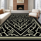 Geometric Golden Art Deco Diamond Rug