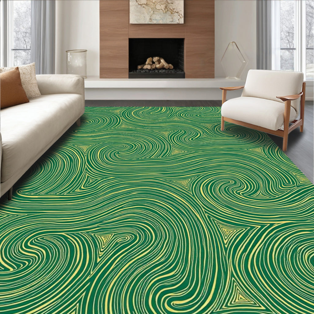 Emerald Swirl Triangles Abstract Texture Rug