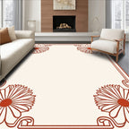 Terracotta Floral Frame Cream Rug