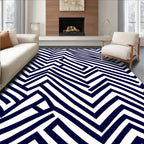 Navy White Angular Maze Rug
