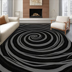 Deep Gray Swirling Chain Effect Rug