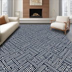 Monochrome Maze Line Art Rug