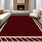 Deep Red Intersecting Lines Border Rug