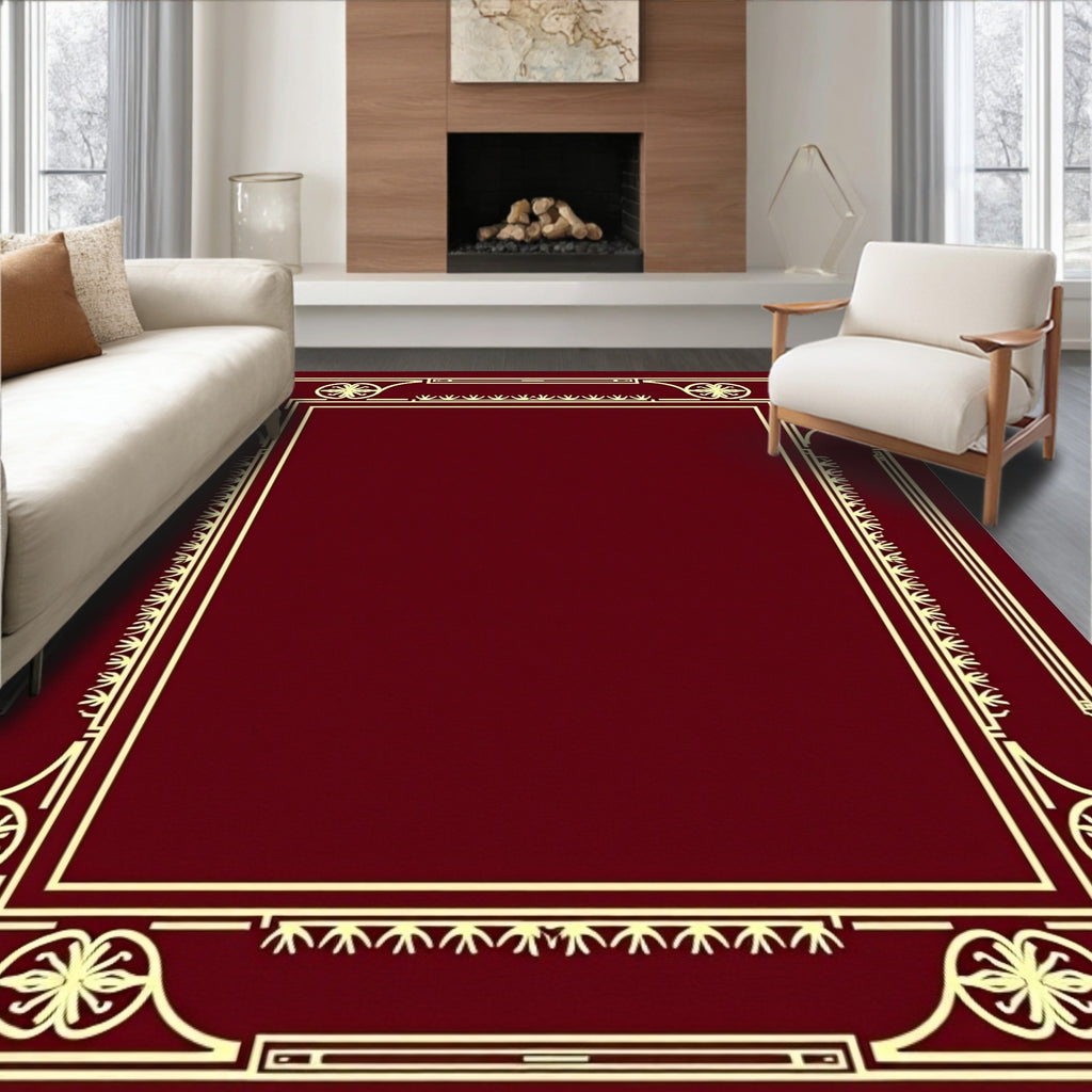 Crimson Gold Ornate Border Rug