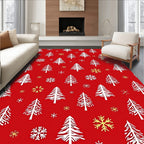 Red White Pine Snowflakes Rug