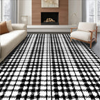 Monochrome Plaid Grid Texture Rug