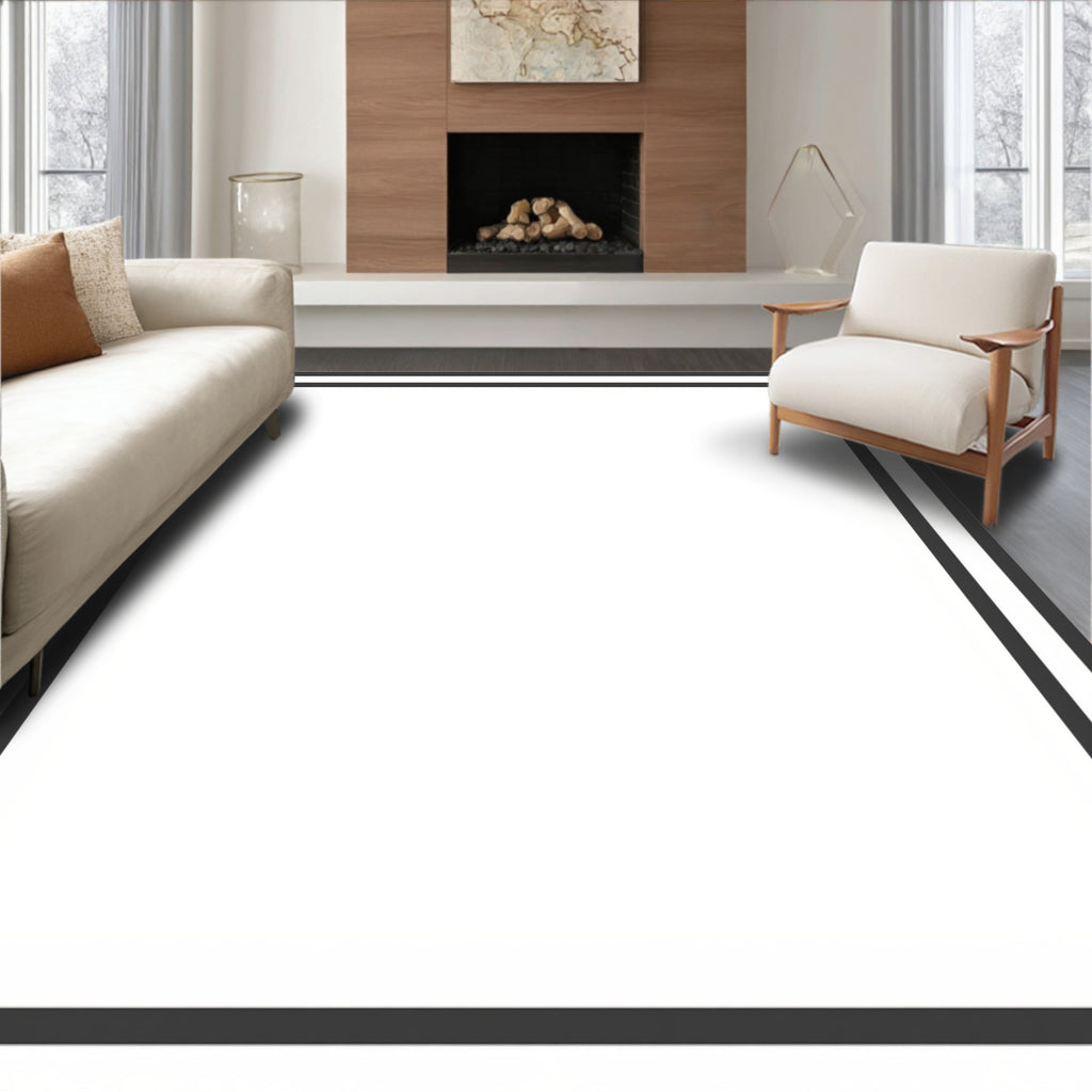 Simple Dark Gray Triple Border Square Rug