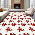 Red Festive Tree Folk Art Rug