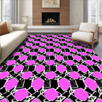 Pink Black Geometric Illusion Rug