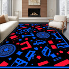 Retro Blue Red Automobile Collision Rug